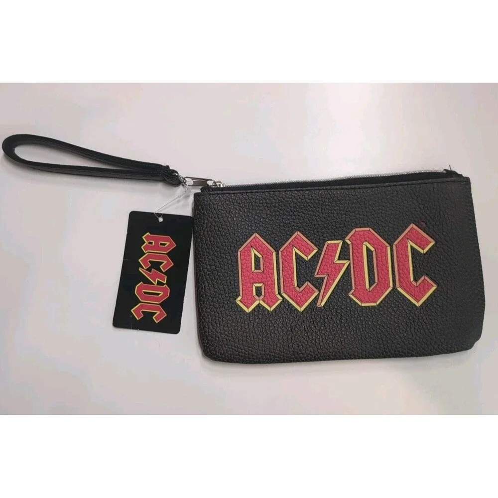 NWT AC/DC Rock Money Talk Canvas Zippered Makeup Bag Clutch Officially Licensed